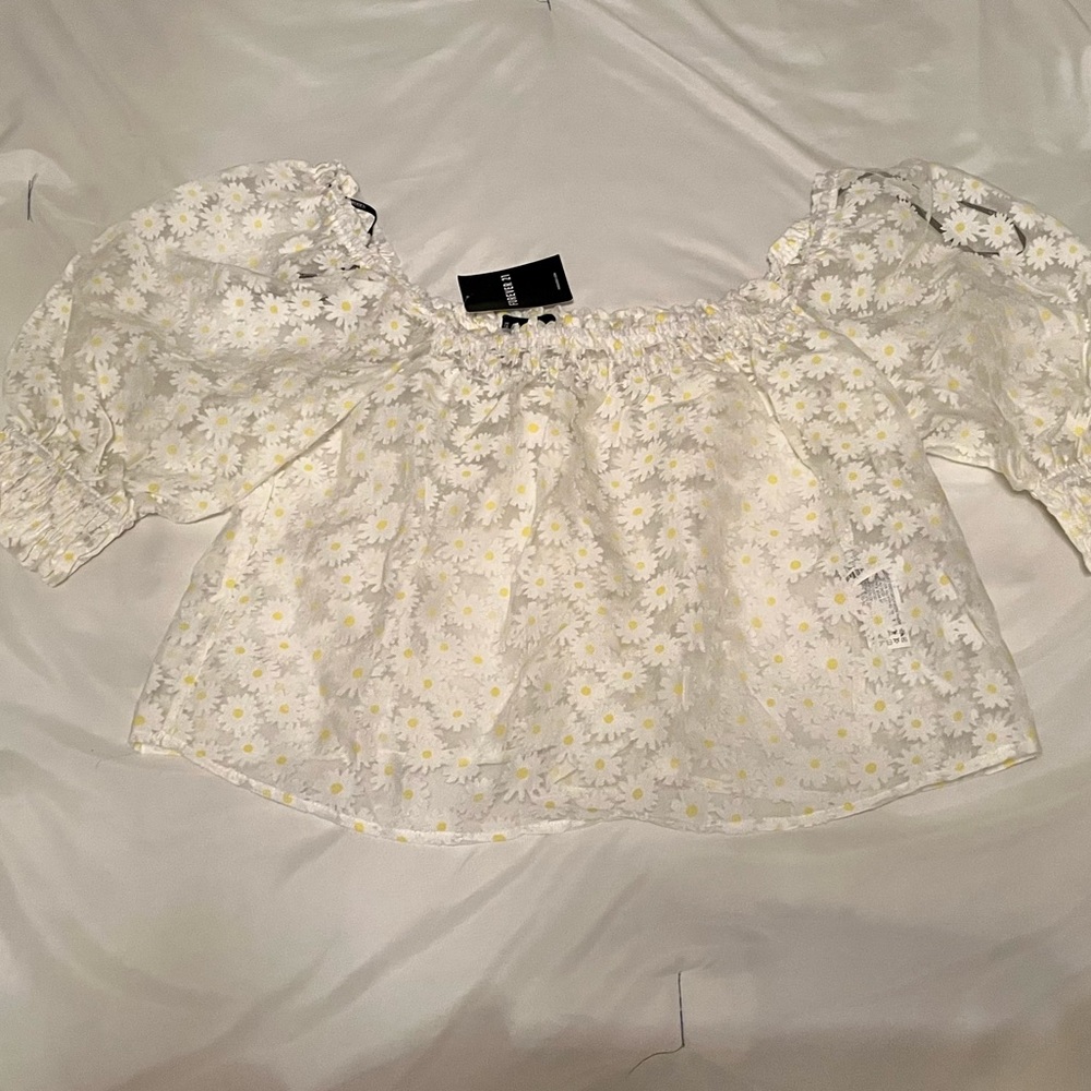 Daisy print see through top